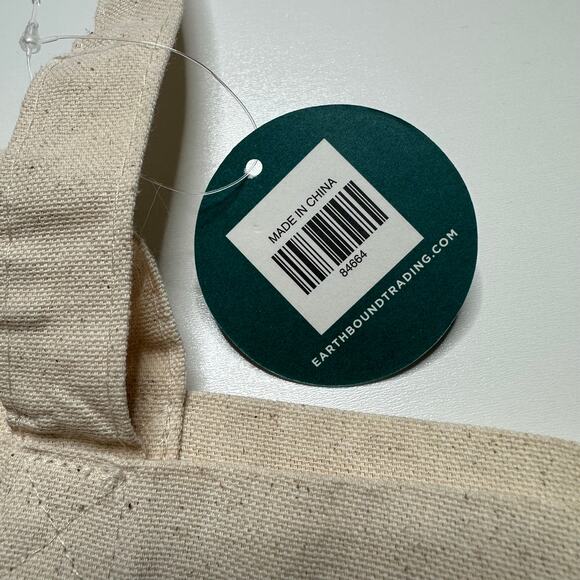 EARTHBOUND TRADING Canvas Tote Bag Cream Purple Celestial Animal Print NWT - Picture 3 of 6